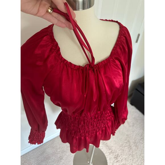 Vintage red Allison Taylor top with ruching, size medium - Picture 6 of 8